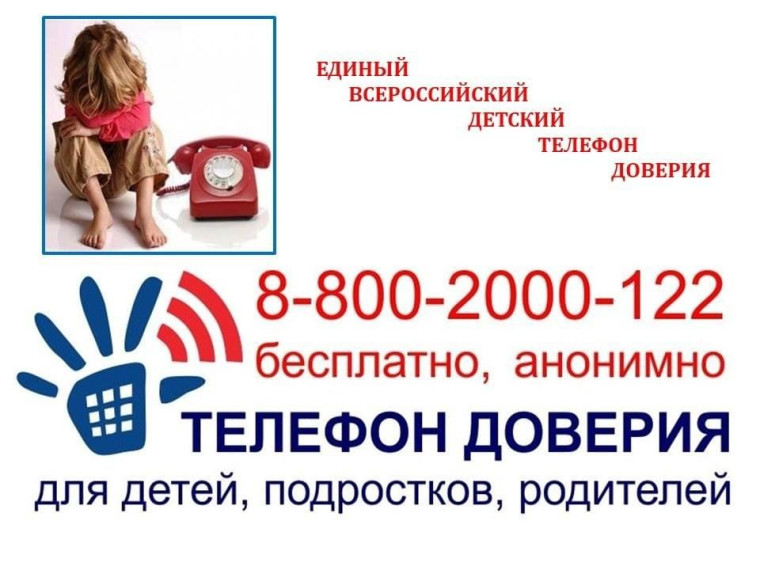 ЕДИНЫЙ ОБЩЕРОССИЙСКИЙ ТЕЛЕФОН ДОВЕРИЯ ДЛЯ ДЕТЕЙ, ПОДРОСТКОВ И ИХ РОДИТЕЛЕЙ.